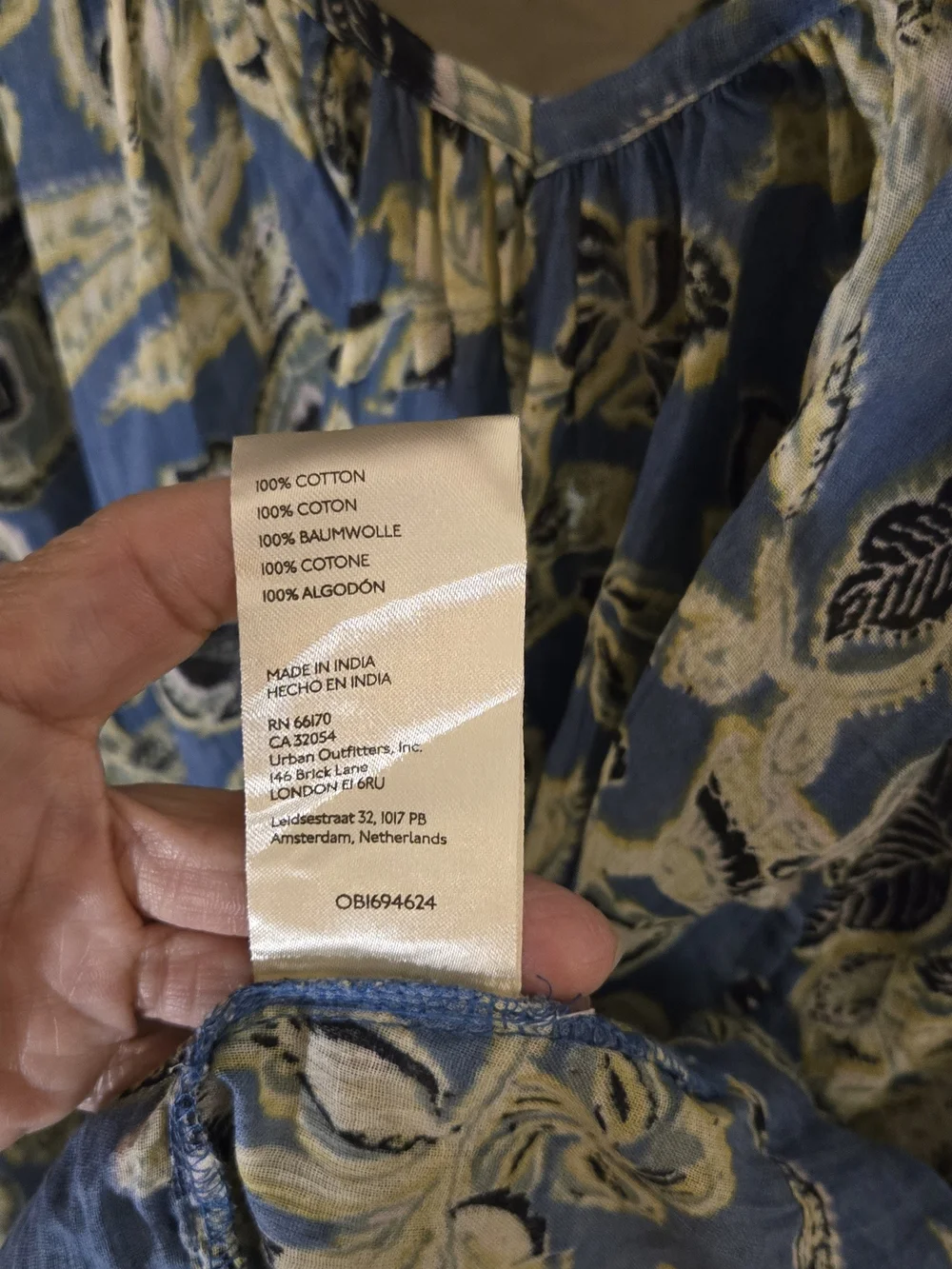 Free People Blue and Yellow Floral Mini Dress